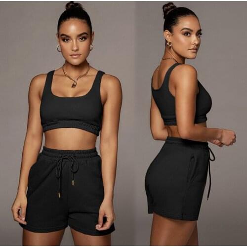 Shorts Women Set Fitness Casual High Waist Fashion Biker Shorts Suit Summer Slim Short Bottoms Black Sport Shorts Set Streetwear