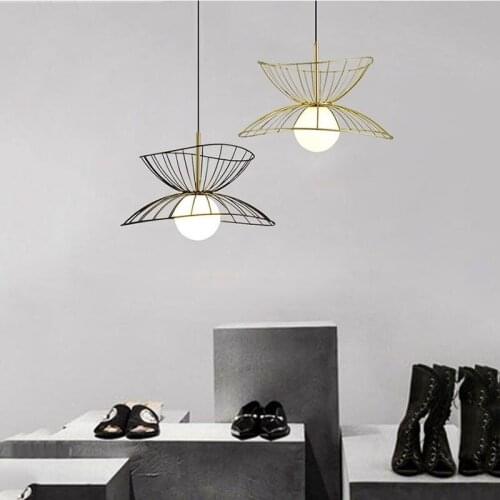 Modern LED Pendant Light Simple Glass Lampshade Indoor Lighting Fixture Black Gold Hanging Lamp for Dining Room Bedroom Corridor