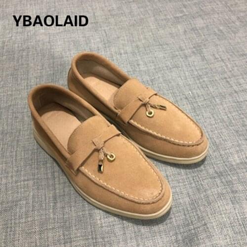 Loafers Womens Leather Frosted Metal Decoration Flat Sole Shoes Casual Soft Sole Comfortable One-legged Lazy Single Shoes