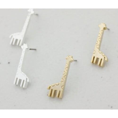 Fashion Adorable Giraffe Stud Earring Jewelry For Women Cute cartoon animal ear studs wholesale 30Pcs