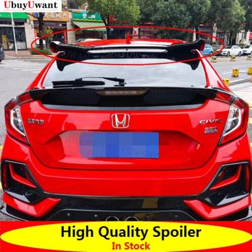 Rear Roof Lip Spoiler Wing Lip For Honda Civic Hatchback 2017-2021 High Quality ABS Material Car Rear Wing Primer Color Spoiler