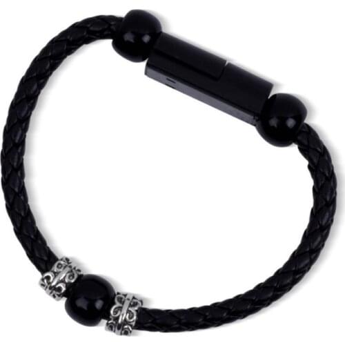 Women Men Faux Leather Braided Bracelet Micro USB Type-C Charging Cable Data Sync Cord Snake Chain Bracelets