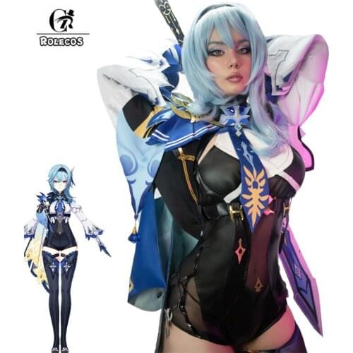 ROLECOS Game Genshin Impact Eula Cosplay Costume Eula Cosplay Costume Women Sexy Jumpsuit Costume Halloween Stocking Full Set