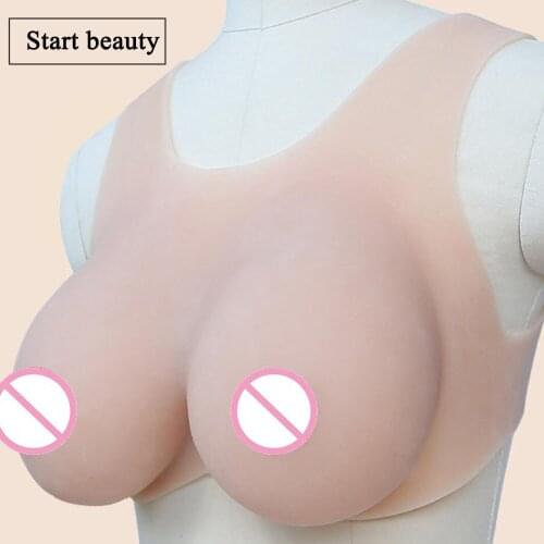 1pair 1600g F cup Crossdresser Bionic Silicone Artificial Breast Form One Piece Fake Boob for shemale transgender crossdresser