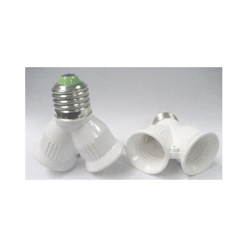 10PCS E27 to 2 E27 Light Lamp Bulb Adapter Converte 2E27 Lamp Holder Converter LED CORN URE lamps adapter