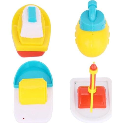 4 Pcs Bath Toys Bathtime Floating Little Boat Plastic Ship Model Bathtub Water Toys for Toddlers Kids Boys and Girls