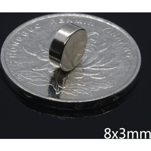 50pcs 8x3mm Rare Earth small Strong Round permanent 8*3mm fridge Electromagnet NdFeB nickle magnetic DISC Neodymium magnet