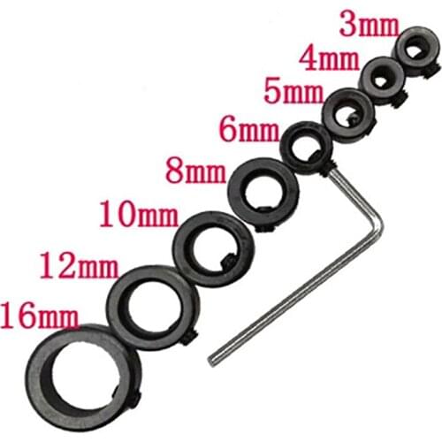8pcs 3-16mm Bit Limit Ring Woodworking Drill Depth Positioner Drill Bits Locator +Wrench Kit High Carbon Steel Combination Tools