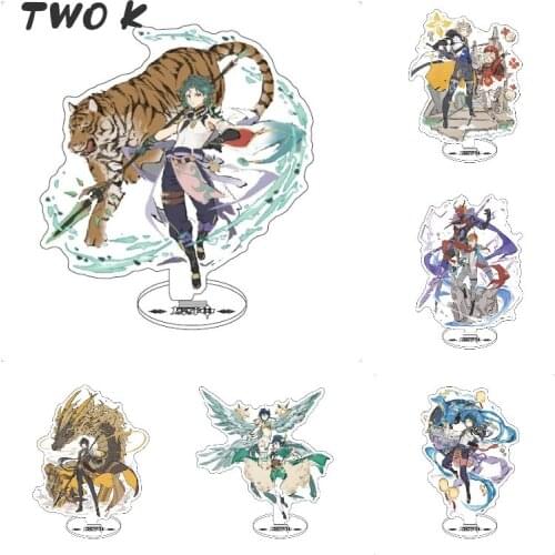 Anime Genshin Impact Acrylic Xiao Zhongli Keqing Figure Stand Model Plate Desk Decor Standing Sign Keychain Xmas Gifts