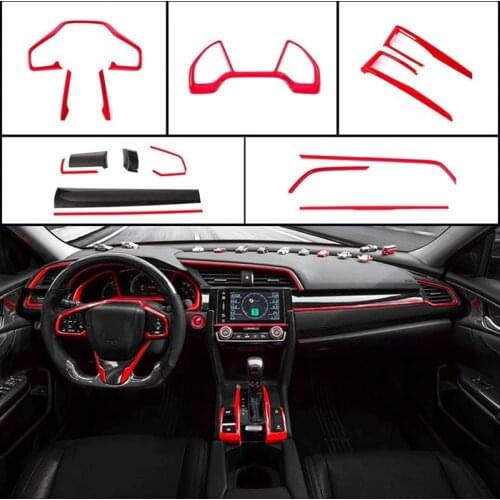 Instrument Panel Central Control Trims Steering Wheel Cover Molding Automotive Full Set of for Honda 10Th Civic 2016-20