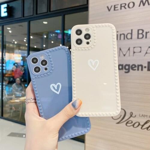 Case For iPhone XR Case Iphone 11 12 Pro Max Mini 7 8 X XS Max SE 2020 6 6s Plus 12Pro Funda Love Heart Phone Square Frame Cover