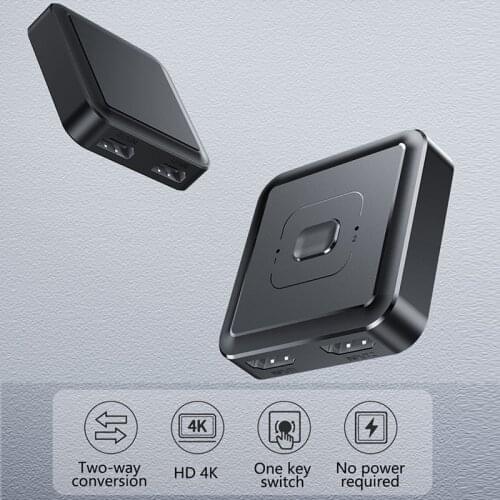 4K Two-Way HDMI Splitter 1x2/2x1 HDMI Bidirectional Switcher for Laptop PS4/Xbox Projector/ Sharing Monitor Plug and Play
