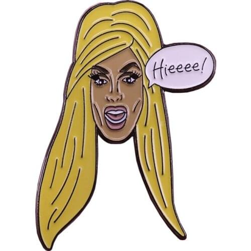 Alaska drag queen enamel pin queer gay pride brooch funny speech bubble badge LGBT jewelry WOW presents