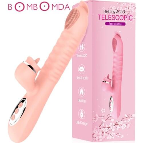 G Spot Dildo Vibrator Sex Toys For Women Telescopic Heating Tongue Licking Wand Clitoris Stimulator Massage Vibrators Adult Toys