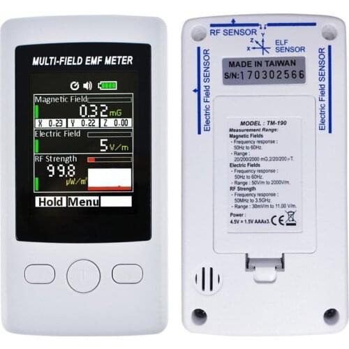 Gauss 3-axis Magnetic Electric RF Field Strenght Digital Electromagnetic Radiation Detector TM-190 Multi-Field EMF Meter TM190