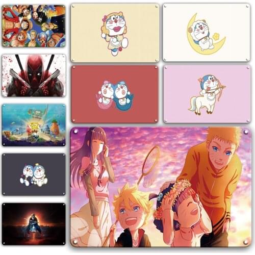 Naruto Metal Painting Sign Vintage Doraemon Sticker Tin Poster Sweet Babyroom Decor Metal Plate Personalized Home Wall Decor