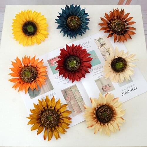 Simulation Colorful Big Sunflower Flower Head DIY Bouquet Wedding Home Background Wall Window Decoration Photography Props
