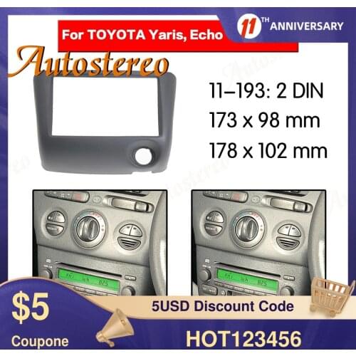 Double Din Facia for Toyota Vitz Yaris Echo Platz 1999-2005 Surround CD Installation Kit Audio Frame Trim Bezel