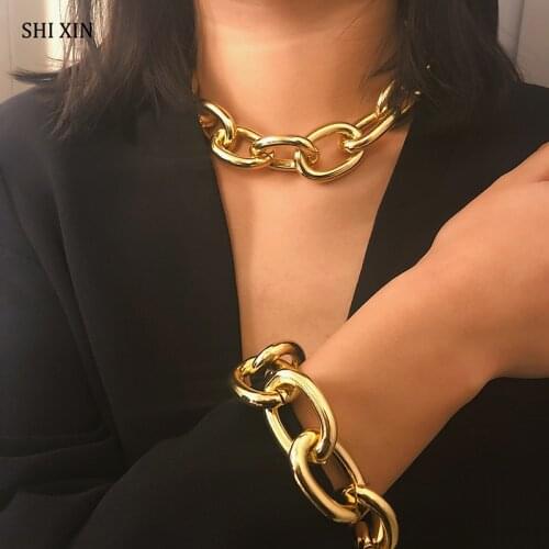 SHIXIN Exaggerated Cuban Thick Chain Choker Necklaces for Women Fashion Jewelry Statement Neck Chains Collier Female Accessories