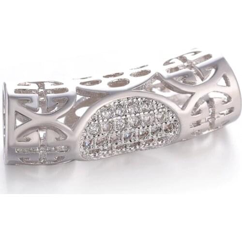Hot Micro Pave AAA Cubic Zirconia Czech Beads Tubes Wholesale Copper Big Hole Hollow Beads Charms For Bracelet Making Diy Bedels