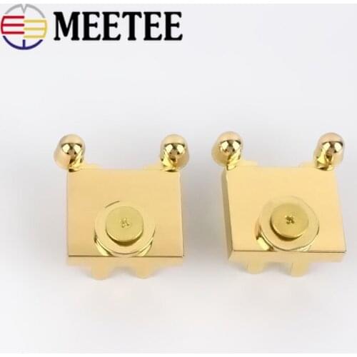 Meetee 2pcs 30x33mm Handbag Spring Buckle Lock Light Gold Mortise Locks with Screws Luggage Repairs Hardware Accessories