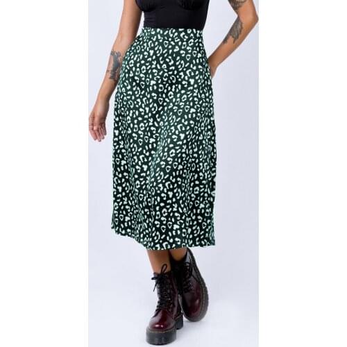 Fashion Women Leopard Print Chiffon Skirt Elegant Casual Ladies Split Skirts Spring Summer Zip Female Party Club Streetwear
