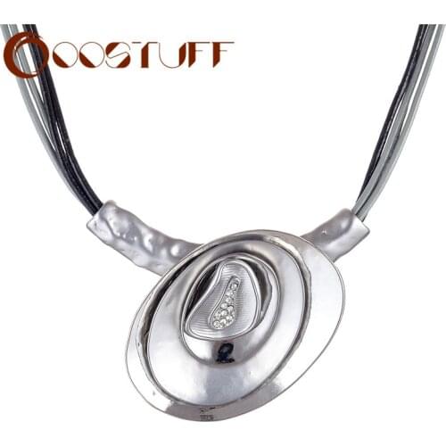 Trendy Jewelry for Women Chokers necklaces & pendants colar Leather Chain Jewellery Alloy Suspension Silver Color New Arrival