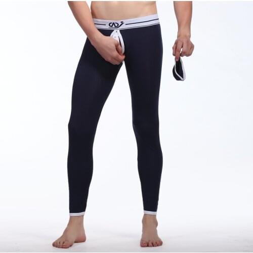 Mens Long Underwear Sexy Long Johns Men Open Front Thermal Underpants Backless Gay Tights Pants Termica Winter Thermo