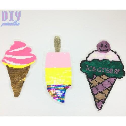Ice cream Reverse Sequins Sew On Patches for clothes kids Clothing Reversible Change Color Patch Applique