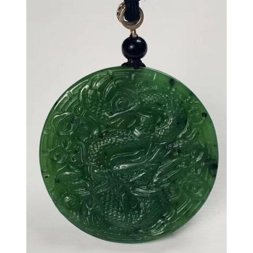 Natural hetian jasper handcarved dragon phoenix jade pendant simple retro pendant temperament jewellery fashion for women men
