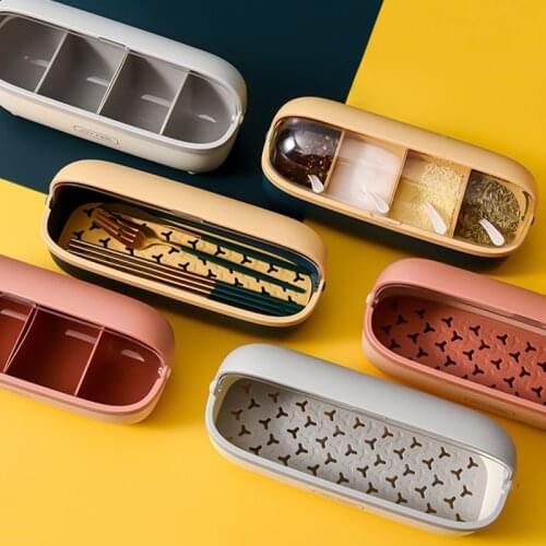 Nordic Spice Jar Salt and Pepper Shakers Spice Container Set Four Transparent Seasoning Box Spice Rack Kitchen Storage Tools