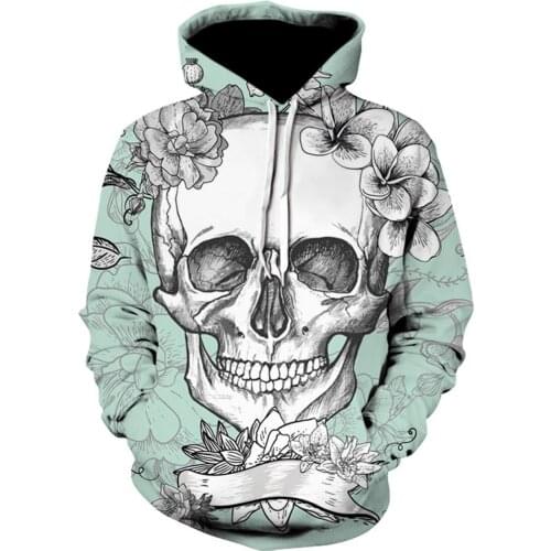 2021 New mens Hoodies Sweatshirt 3D Print Funny Skull Streetwear Harajuku Pullover Hip hop Jacket Men Tracksuit Men clothing