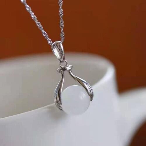 2021 New 925 Silver Fashion Necklace with Hetian Jade Beads Pendant Designed for Women Jewelry