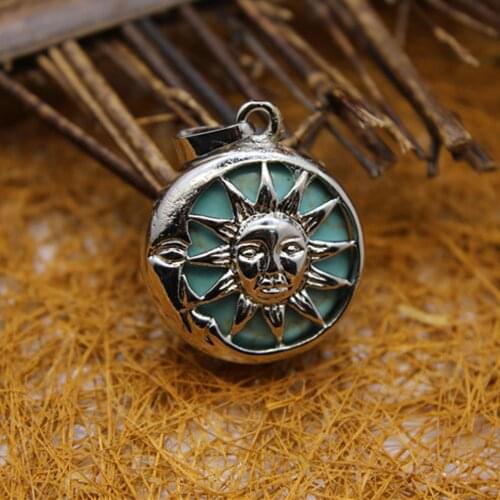 6PCS New Arrival Wishing Pendulum Reiki Natural Stone Turquoises Sun Goddess Pendant Necklace For Women Men Divination Amulet