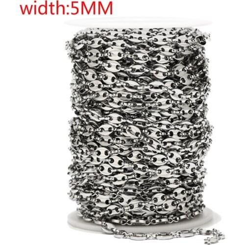 New Arrival 5mm Width Chic Fashion Coffee Bean Chains Stainless Steel Daily Chain For DIY Jewelry Craft Making Top Quality