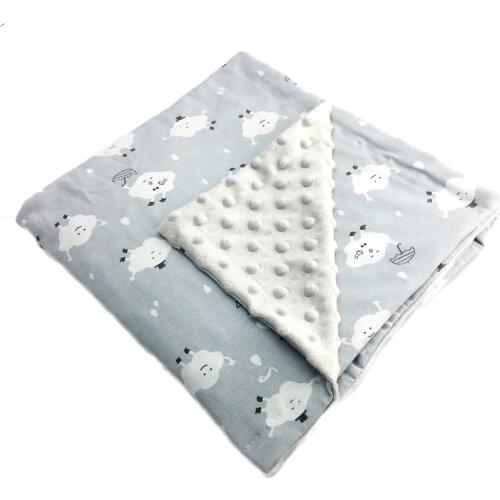 Newborn Baby sleeping blanket White cloud cartoon printed baby blanket babys winter clothing Coral fleece baby Swaddling warm