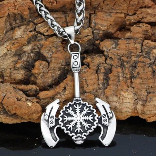 Nordic viking Stainlee Steel amulet Talisman Pendant necklace with viking gift bag