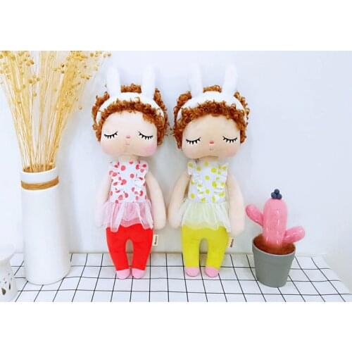 35cm Metoo Curly Angel Plush Stuffed Sweet Rabbit Cute Animals For Kids Toys Angela Doll For Girls Birthday Christmas Gift Dress