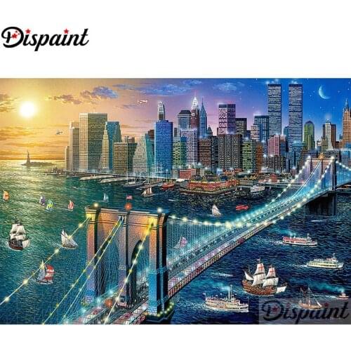 Dispaint Full Square/Round Drill 5D DIY Diamond Painting "High-rise scenery" 3D Embroidery Cross Stitch Home Decor Gift A17186