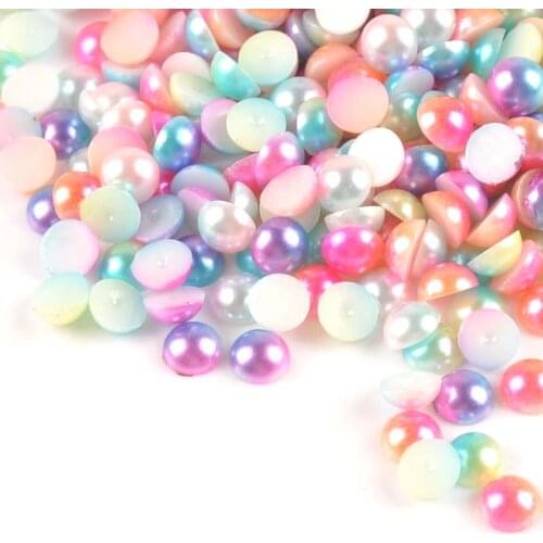 150Pcs 8mm mixed color Half Round ABS Imitation Pearl for jewelry making Fake Flat Back for Scrapbook Craft Y0701-8X