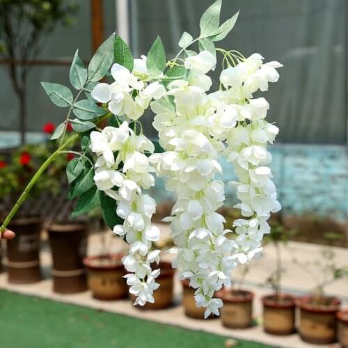 Christmas Tree Wisteria Artificial Flowers Vine Garland Silk Orchid Violet Ceiling Wall Wedding Arch Decor Home Plants Rattan