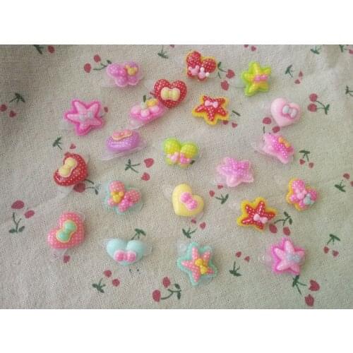 Handmade Pet Puppy Dog Cat Hairpin Cute Hair Bows Dog Hair Clips Pet Heart/Star/Butterfly Supplies Pets Hair Accessories 60pcs