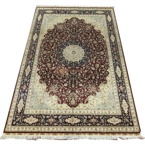 Seeykeep™ 6.56x9.84ft Timeless Central Medallion Royal Classic Floral Pure Silk Handknotted Oriental Persian Rug-SK3036057