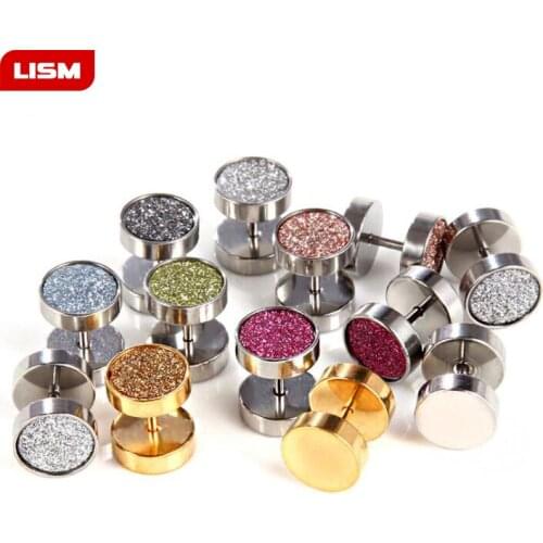 Unisex Barbell Titanium Steel Men Women Earrings Punk Anti allergy Piercing Ear Stud Earrings Jewelry