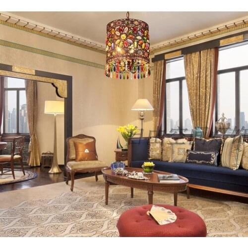 Mediterranean Retro Bohemian Crystal Pendant Lamp Hallway Cozy Creative Lamp Bar Corridor luminaria pendente