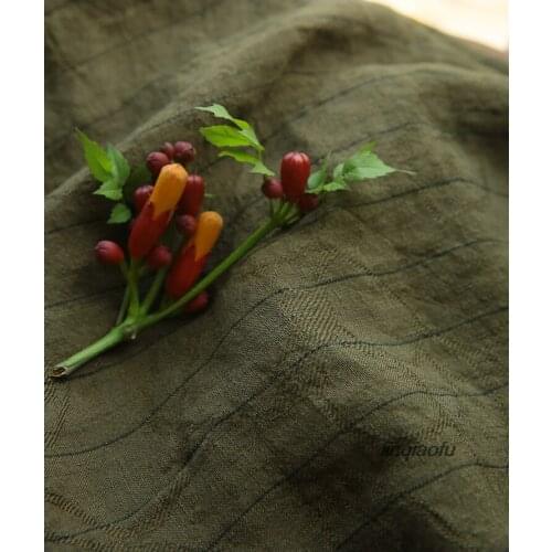 Army green yarn-dyed high-end linen quilting fabric,Clothing skirt material,Linen fabric,135cmx50cm