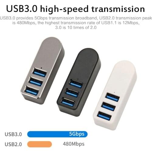 Universal Rotating USB Hub 4 Port USB 3.0 with Cable High Speed Mini Hub Socket Pattern Splitter Cable Adapter for Laptop PC