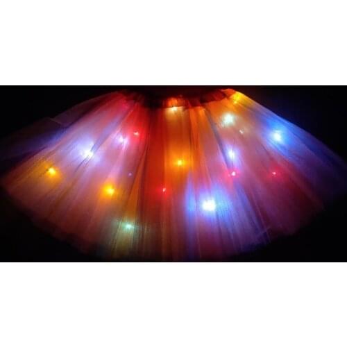 Gradation Light LED Kids Clothes Star Tutu Skirt Prncess Party Tutus Tulle Pettiskirt Child Ballet Dance new year Christmas