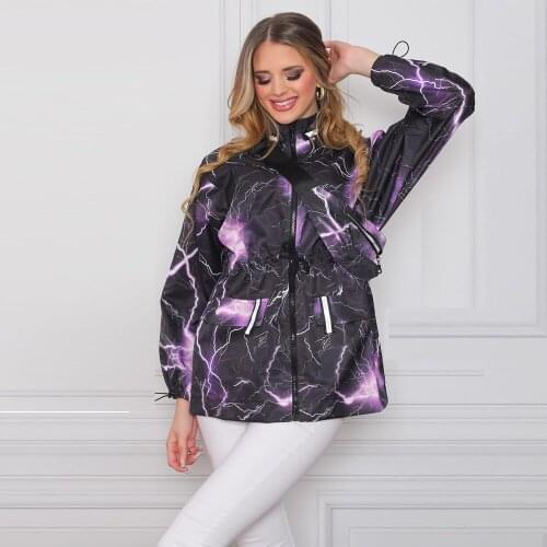 Women, 2021, Windbreaker, Spring, Patterned, Flame, Medium Length, Bag Gift, Zipper, All Ages, New Fashion, Jacket, Outerwear