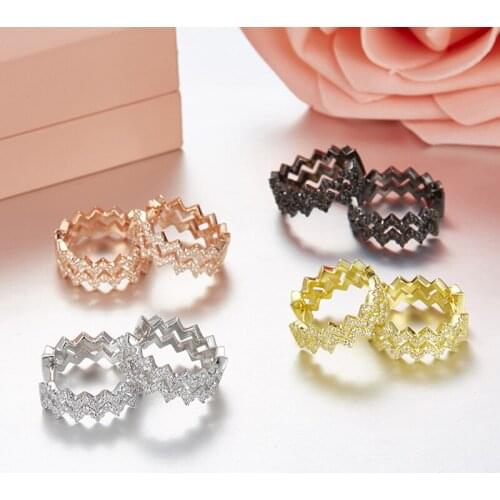 SLJELY Fashion Real 925 Sterling Silver 3 Gold Colors Up and Down Zigzag Hoop Earrings Micro Cubic Zirconia Women Brand Jewelry